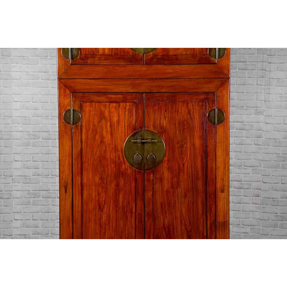 Chinese 19th Century Qing Dynasty Elm Compound Cabinet with Traditional Hardware-6. Asian & Chinese Furniture, Art, Antiques, Vintage Home Décor for sale at FEA Home