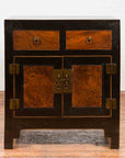 Chinese Hebei Two Toned Low Cabinet with Black Lacquer and Burl Wood Accents-2. Asian & Chinese Furniture, Art, Antiques, Vintage Home Décor for sale at FEA Home
