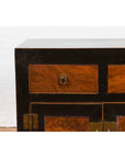 Chinese Hebei Two Toned Low Cabinet with Black Lacquer and Burl Wood Accents-5. Asian & Chinese Furniture, Art, Antiques, Vintage Home Décor for sale at FEA Home