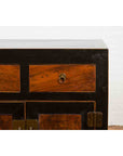 Chinese Hebei Two Toned Low Cabinet with Black Lacquer and Burl Wood Accents-7. Asian & Chinese Furniture, Art, Antiques, Vintage Home Décor for sale at FEA Home