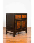 Chinese Hebei Two Toned Low Cabinet with Black Lacquer and Burl Wood Accents-3. Asian & Chinese Furniture, Art, Antiques, Vintage Home Décor for sale at FEA Home