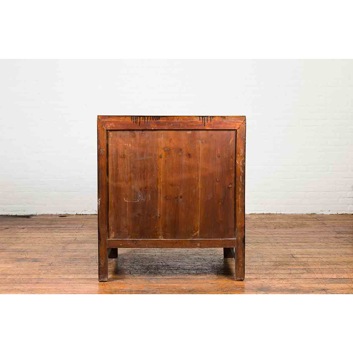 Chinese Hebei Two Toned Low Cabinet with Black Lacquer and Burl Wood Accents-10. Asian & Chinese Furniture, Art, Antiques, Vintage Home Décor for sale at FEA Home