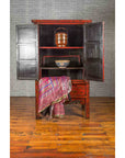 Chinese Qing Dynasty Original Red Lacquer Cabinet with Gilt Chinoiserie Decor-4. Asian & Chinese Furniture, Art, Antiques, Vintage Home Décor for sale at FEA Home