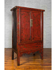 Chinese Qing Dynasty Original Red Lacquer Cabinet with Gilt Chinoiserie Decor-3. Asian & Chinese Furniture, Art, Antiques, Vintage Home Décor for sale at FEA Home