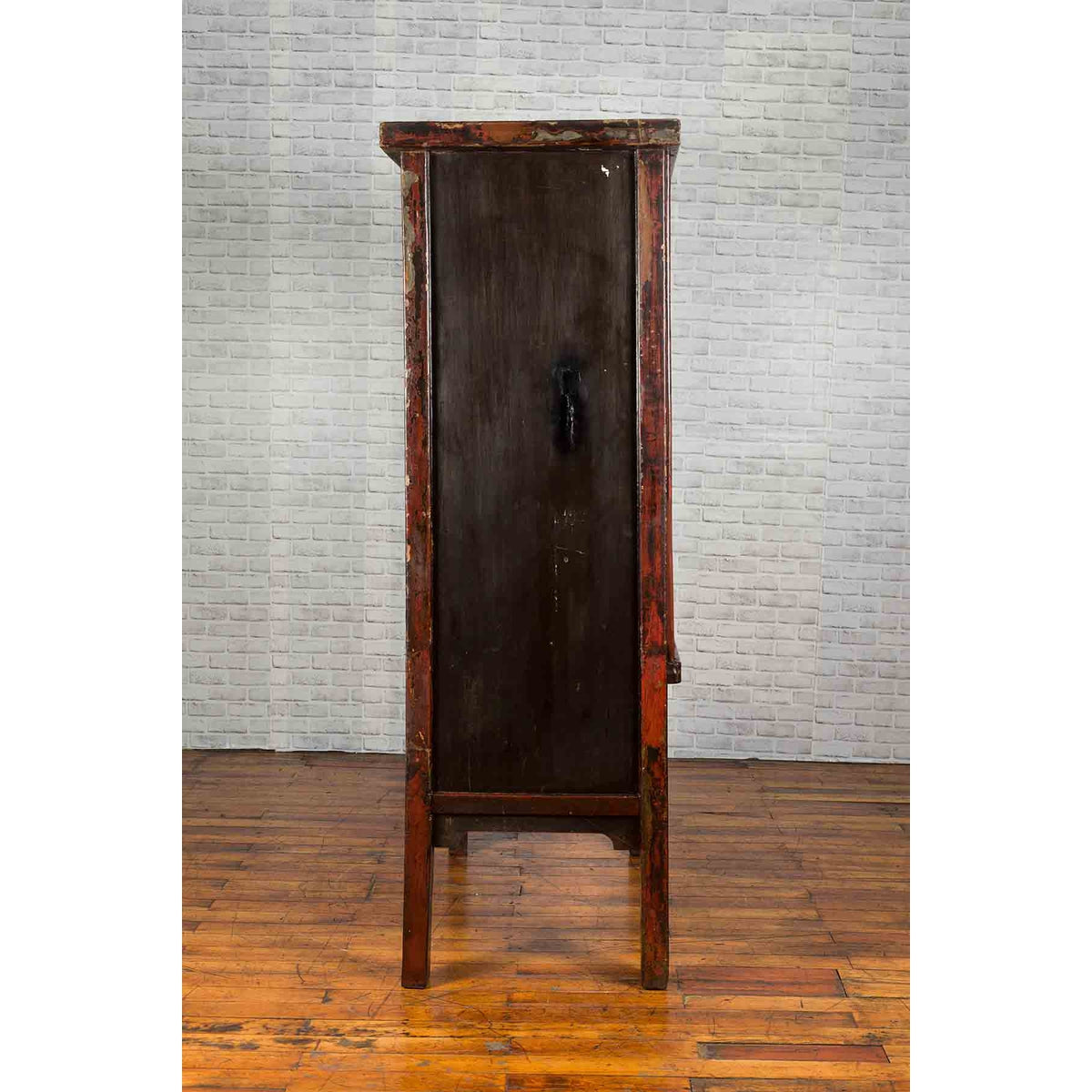 Chinese Qing Dynasty Original Red Lacquer Cabinet with Gilt Chinoiserie Decor-14. Asian & Chinese Furniture, Art, Antiques, Vintage Home Décor for sale at FEA Home