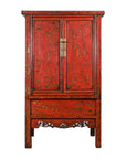 Chinese Qing Dynasty Original Red Lacquer Cabinet with Gilt Chinoiserie Decor-1. Asian & Chinese Furniture, Art, Antiques, Vintage Home Décor for sale at FEA Home