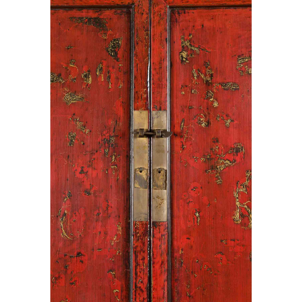 Chinese Qing Dynasty Original Red Lacquer Cabinet with Gilt Chinoiserie Decor-8. Asian & Chinese Furniture, Art, Antiques, Vintage Home Décor for sale at FEA Home