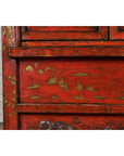 Chinese Qing Dynasty Original Red Lacquer Cabinet with Gilt Chinoiserie Decor-10. Asian & Chinese Furniture, Art, Antiques, Vintage Home Décor for sale at FEA Home
