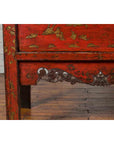 Chinese Qing Dynasty Original Red Lacquer Cabinet with Gilt Chinoiserie Decor-12. Asian & Chinese Furniture, Art, Antiques, Vintage Home Décor for sale at FEA Home