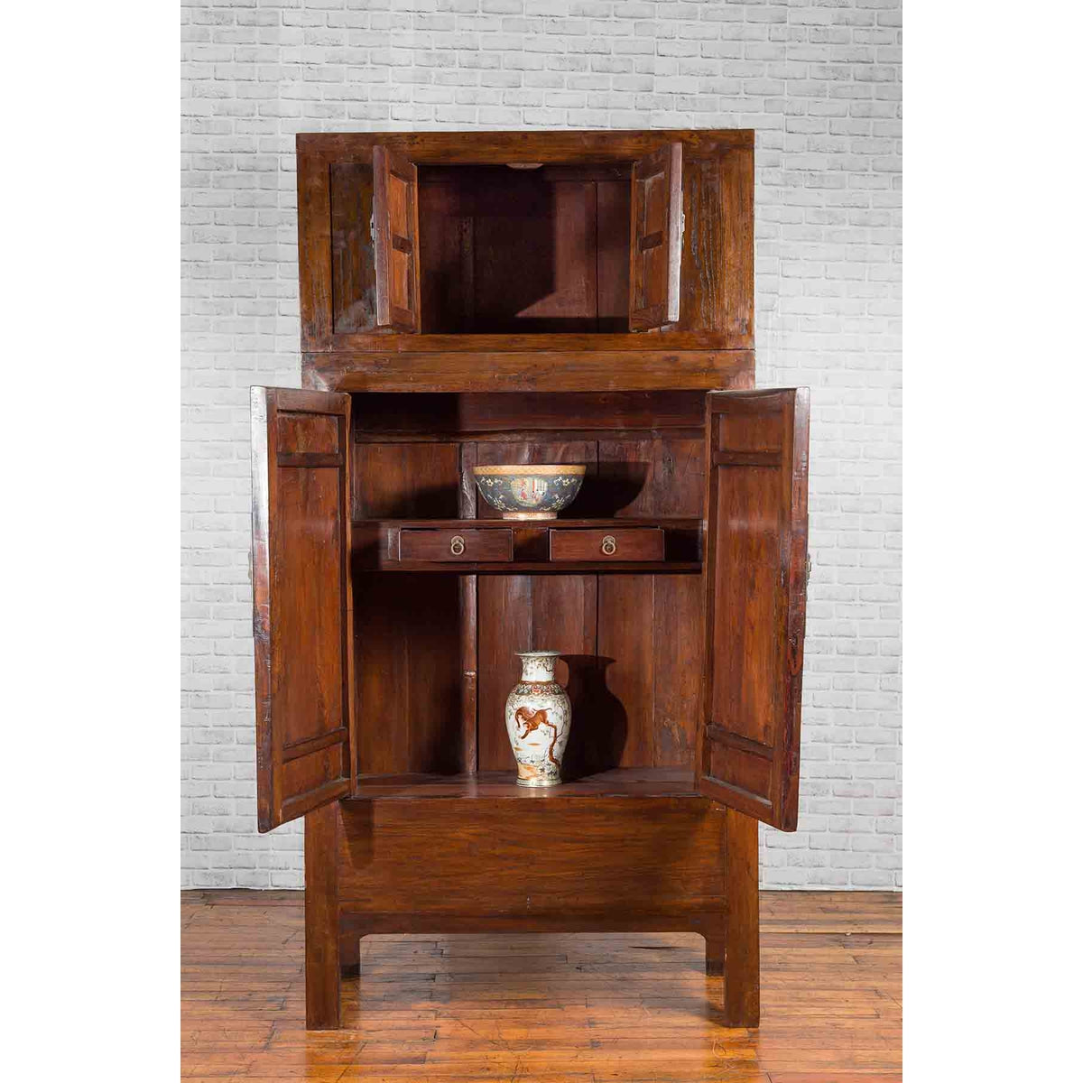 Chinese Qing Dynasty 19th Century Compound Cabinet with Drawers and Hidden Panel-4. Asian & Chinese Furniture, Art, Antiques, Vintage Home Décor for sale at FEA Home