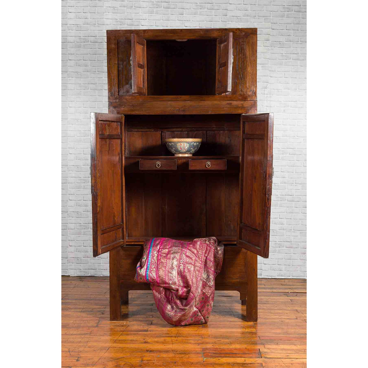 Chinese Qing Dynasty 19th Century Compound Cabinet with Drawers and Hidden Panel-5. Asian & Chinese Furniture, Art, Antiques, Vintage Home Décor for sale at FEA Home
