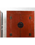Chinese 19th Century Qing Dynasty Red Lacquer Cabinet with Medallion Hardware-4. Asian & Chinese Furniture, Art, Antiques, Vintage Home Décor for sale at FEA Home
