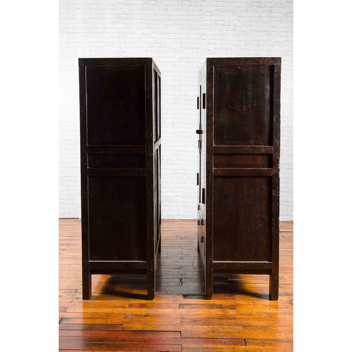 Chinese 19th Century Qing Dynasty Red Lacquer Cabinet with Medallion Hardware-9. Asian & Chinese Furniture, Art, Antiques, Vintage Home Décor for sale at FEA Home