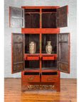 Chinese Qing Dynasty 19th Century Red Lacquer Cabinet with Chinoiserie Décor-4. Asian & Chinese Furniture, Art, Antiques, Vintage Home Décor for sale at FEA Home