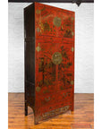 Chinese Qing Dynasty 19th Century Red Lacquer Cabinet with Chinoiserie Décor-3. Asian & Chinese Furniture, Art, Antiques, Vintage Home Décor for sale at FEA Home