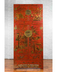 Chinese Qing Dynasty 19th Century Red Lacquer Cabinet with Chinoiserie Décor-2. Asian & Chinese Furniture, Art, Antiques, Vintage Home Décor for sale at FEA Home