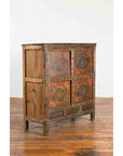 19th Century Polychrome Tibetan Cabinet with Double Doors and Painted Cartouches-5. Asian & Chinese Furniture, Art, Antiques, Vintage Home Décor for sale at FEA Home