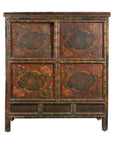 19th Century Polychrome Tibetan Cabinet with Double Doors and Painted Cartouches-1. Asian & Chinese Furniture, Art, Antiques, Vintage Home Décor for sale at FEA Home