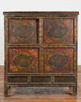 19th Century Polychrome Tibetan Cabinet with Double Doors and Painted Cartouches-2. Asian & Chinese Furniture, Art, Antiques, Vintage Home Décor for sale at FEA Home