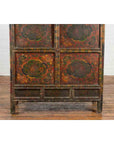 19th Century Polychrome Tibetan Cabinet with Double Doors and Painted Cartouches-8. Asian & Chinese Furniture, Art, Antiques, Vintage Home Décor for sale at FEA Home