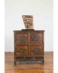 19th Century Polychrome Tibetan Cabinet with Double Doors and Painted Cartouches-3. Asian & Chinese Furniture, Art, Antiques, Vintage Home Décor for sale at FEA Home