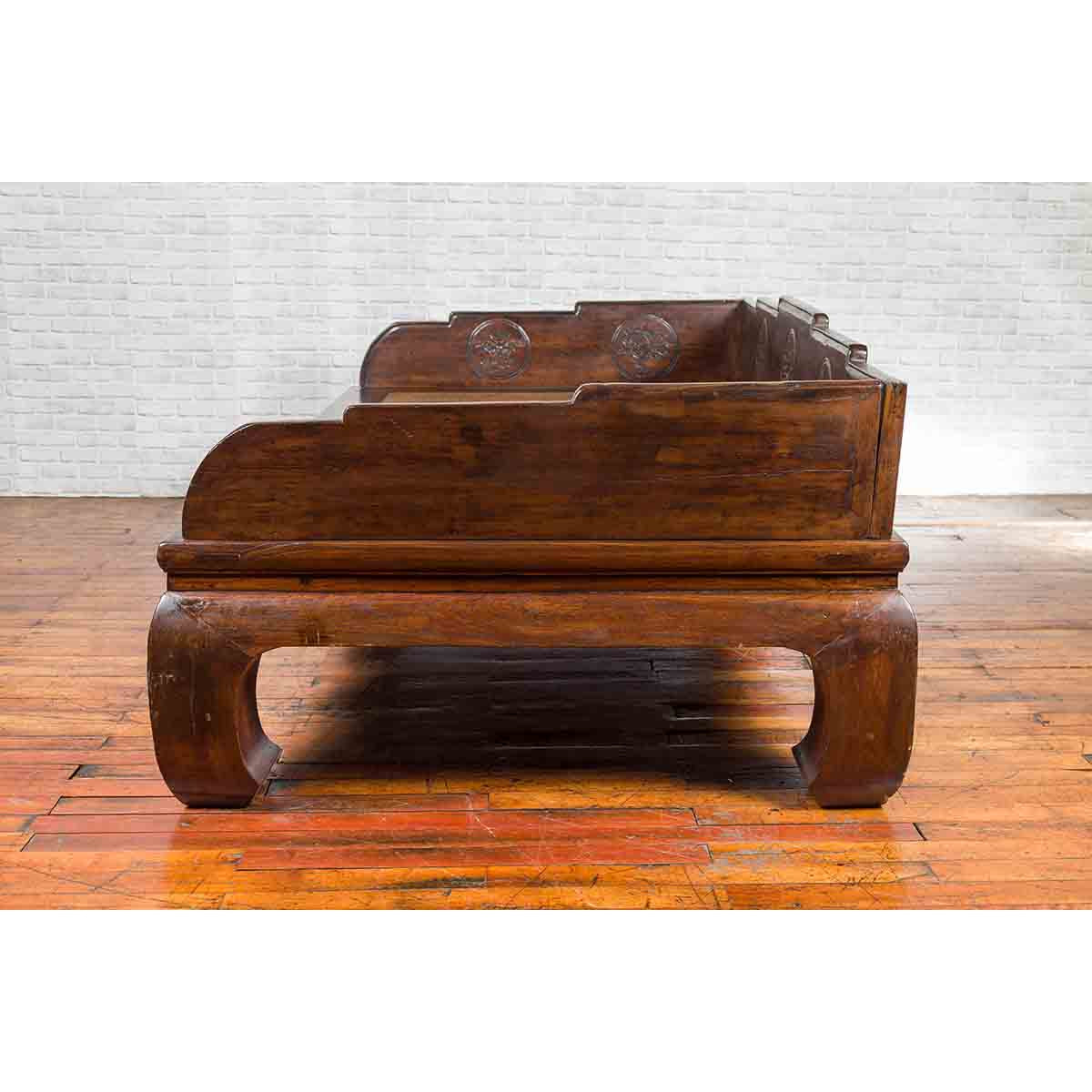 Chinese Qing Dynasty 19th Century Opium Daybed with Rattan Top and Chow Legs-13. Asian & Chinese Furniture, Art, Antiques, Vintage Home Décor for sale at FEA Home