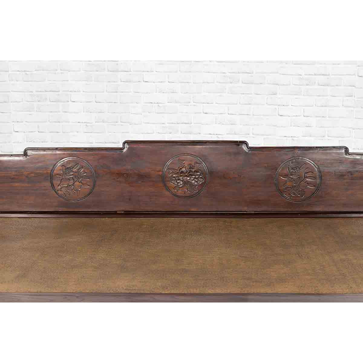 Chinese Qing Dynasty 19th Century Opium Daybed with Rattan Top and Chow Legs-6. Asian & Chinese Furniture, Art, Antiques, Vintage Home Décor for sale at FEA Home