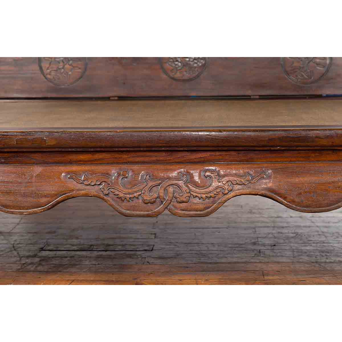 Chinese Qing Dynasty 19th Century Opium Daybed with Rattan Top and Chow Legs-8. Asian & Chinese Furniture, Art, Antiques, Vintage Home Décor for sale at FEA Home
