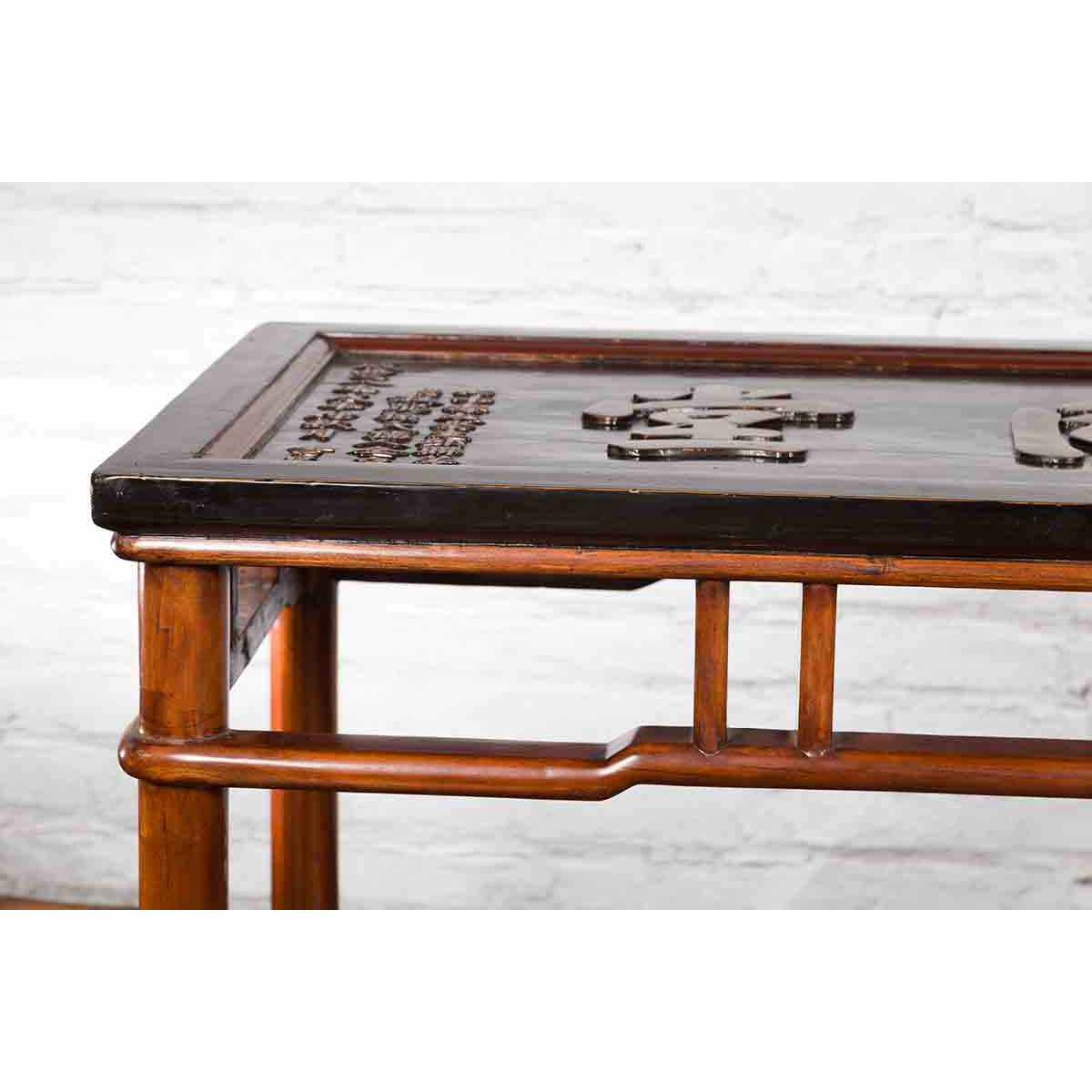 Chinese Early 20th Century Shop Sign Console Table with Carved Calligraphy-4. Asian & Chinese Furniture, Art, Antiques, Vintage Home Décor for sale at FEA Home