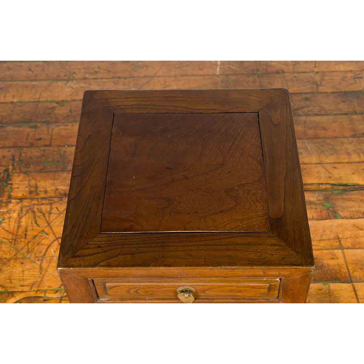 Chinese Qing Dynasty 19th Century Elm Side Table with Single Drawer-5. Asian & Chinese Furniture, Art, Antiques, Vintage Home Décor for sale at FEA Home