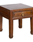 Chinese Qing Dynasty 19th Century Elm Side Table with Single Drawer-1. Asian & Chinese Furniture, Art, Antiques, Vintage Home Décor for sale at FEA Home