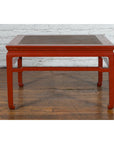 Chinese Early 20th Century Red Lacquer Coffee Table with Hand-Woven Rattan Top-2. Asian & Chinese Furniture, Art, Antiques, Vintage Home Décor for sale at FEA Home