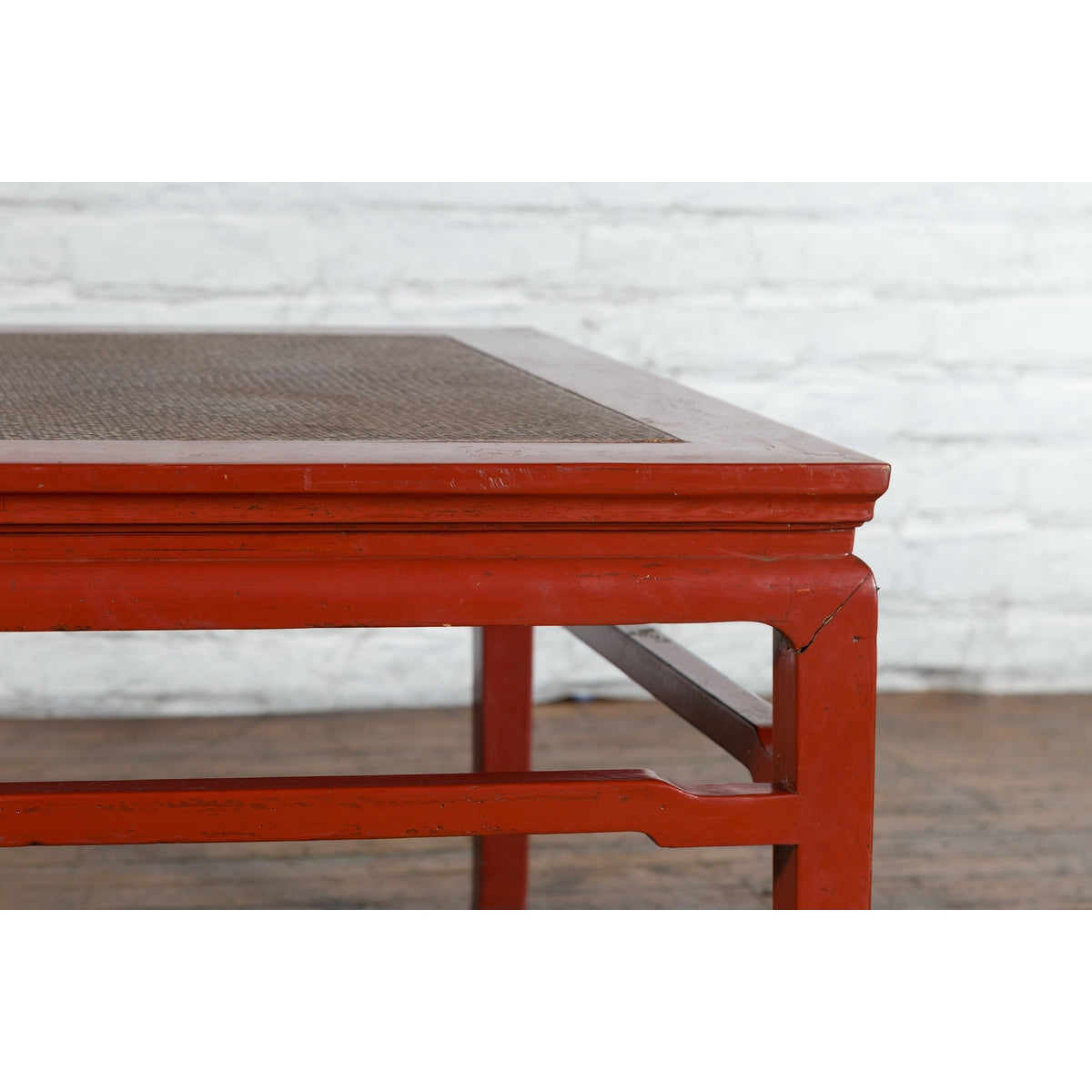 Chinese Early 20th Century Red Lacquer Coffee Table with Hand-Woven Rattan Top-6. Asian & Chinese Furniture, Art, Antiques, Vintage Home Décor for sale at FEA Home