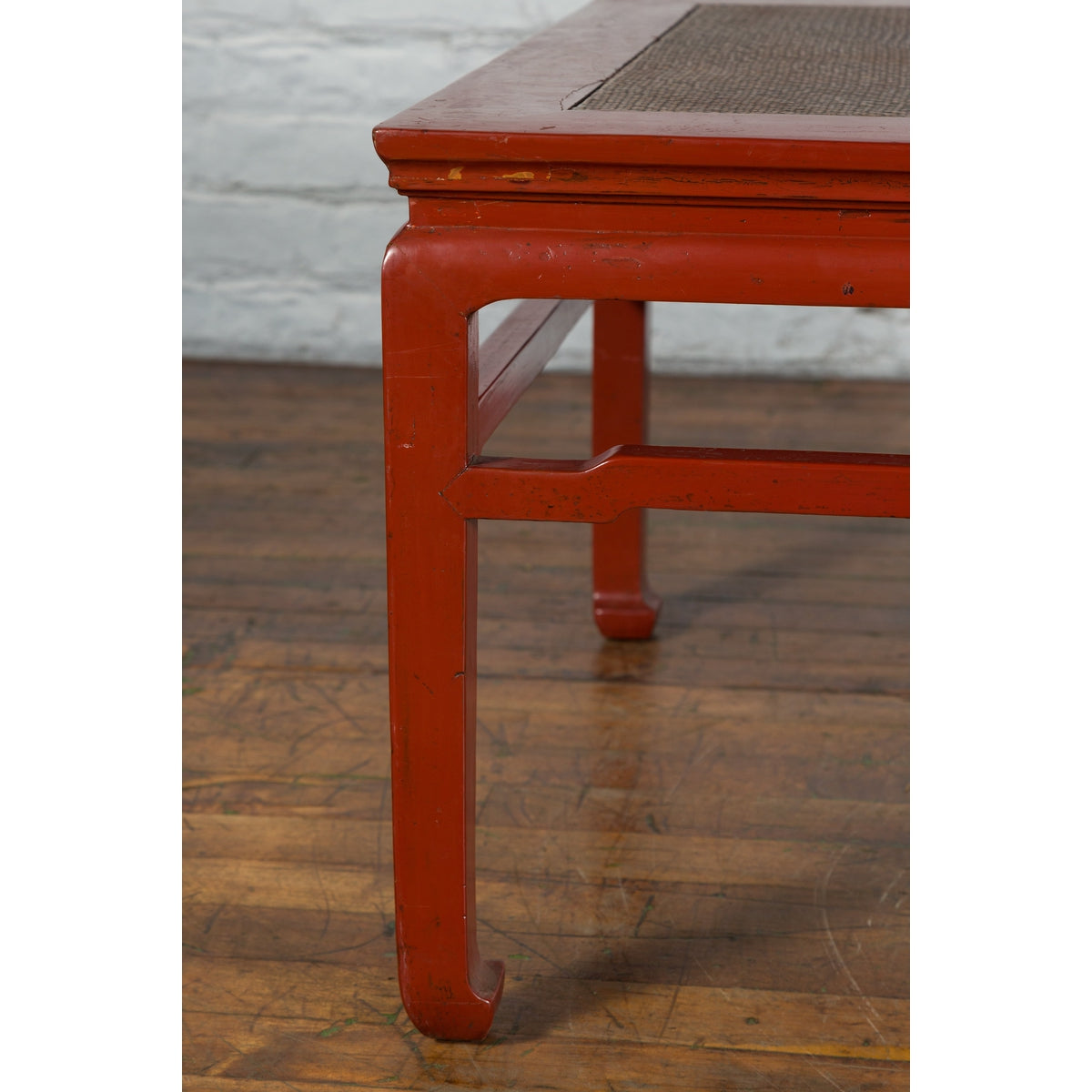 Chinese Early 20th Century Red Lacquer Coffee Table with Hand-Woven Rattan Top-7. Asian & Chinese Furniture, Art, Antiques, Vintage Home Décor for sale at FEA Home