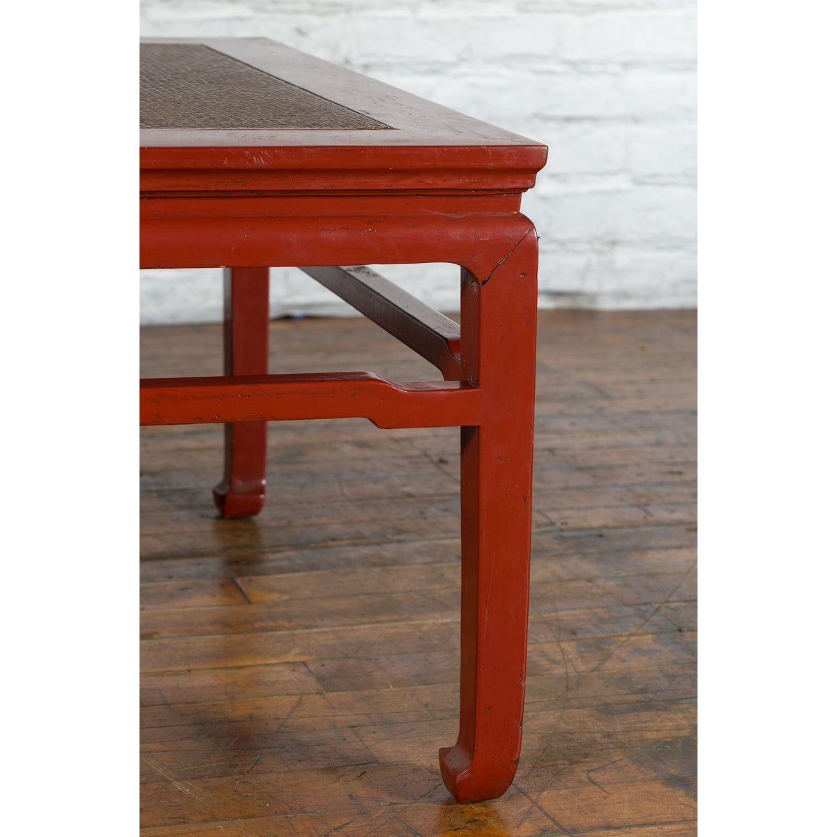 Chinese Early 20th Century Red Lacquer Coffee Table with Hand-Woven Rattan Top-8. Asian & Chinese Furniture, Art, Antiques, Vintage Home Décor for sale at FEA Home