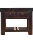 Chinese Early 20th Century Black Lacquered Console Table with Two Drawers-1. Asian & Chinese Furniture, Art, Antiques, Vintage Home Décor for sale at FEA Home
