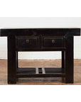 Chinese Early 20th Century Black Lacquered Console Table with Two Drawers-2. Asian & Chinese Furniture, Art, Antiques, Vintage Home Décor for sale at FEA Home