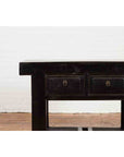 Chinese Early 20th Century Black Lacquered Console Table with Two Drawers-6. Asian & Chinese Furniture, Art, Antiques, Vintage Home Décor for sale at FEA Home