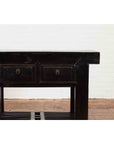Chinese Early 20th Century Black Lacquered Console Table with Two Drawers-7. Asian & Chinese Furniture, Art, Antiques, Vintage Home Décor for sale at FEA Home