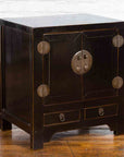 Qing Dynasty 19th Century Chinese Black Lacquer Side Cabinet with Two Drawers-2. Asian & Chinese Furniture, Art, Antiques, Vintage Home Décor for sale at FEA Home