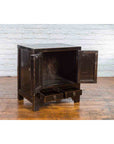 Qing Dynasty 19th Century Chinese Black Lacquer Side Cabinet with Two Drawers-6. Asian & Chinese Furniture, Art, Antiques, Vintage Home Décor for sale at FEA Home