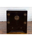 Qing Dynasty 19th Century Chinese Black Lacquer Side Cabinet with Two Drawers-4. Asian & Chinese Furniture, Art, Antiques, Vintage Home Décor for sale at FEA Home