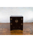 Qing Dynasty 19th Century Chinese Black Lacquer Side Cabinet with Two Drawers-10. Asian & Chinese Furniture, Art, Antiques, Vintage Home Décor for sale at FEA Home