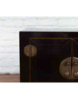 Qing Dynasty 19th Century Chinese Black Lacquer Side Cabinet with Two Drawers-12. Asian & Chinese Furniture, Art, Antiques, Vintage Home Décor for sale at FEA Home