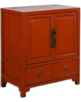Chinese Qing Dynasty 19th Century Red Lacquer Cabinet with Doors and Drawers-1. Asian & Chinese Furniture, Art, Antiques, Vintage Home Décor for sale at FEA Home