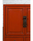 Chinese Qing Dynasty 19th Century Red Lacquer Cabinet with Doors and Drawers-10. Asian & Chinese Furniture, Art, Antiques, Vintage Home Décor for sale at FEA Home