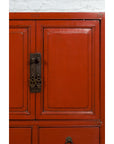 Chinese Qing Dynasty 19th Century Red Lacquer Cabinet with Doors and Drawers-11. Asian & Chinese Furniture, Art, Antiques, Vintage Home Décor for sale at FEA Home