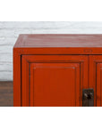 Chinese Qing Dynasty 19th Century Red Lacquer Cabinet with Doors and Drawers-5. Asian & Chinese Furniture, Art, Antiques, Vintage Home Décor for sale at FEA Home