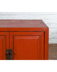 Chinese Qing Dynasty 19th Century Red Lacquer Cabinet with Doors and Drawers-6. Asian & Chinese Furniture, Art, Antiques, Vintage Home Décor for sale at FEA Home