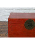 Chinese Qing Dynasty 19th Century Red Lacquer Blanket Chest with Brass Hardware-11. Asian & Chinese Furniture, Art, Antiques, Vintage Home Décor for sale at FEA Home